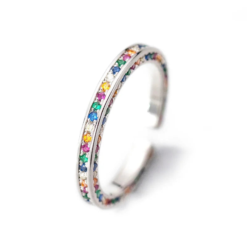 TrustDavis Original 925 Sterling Silver Women Colorful Zircon Hoop Earrings for Girls Wedding Party Fine S925 Jewelry DS3523