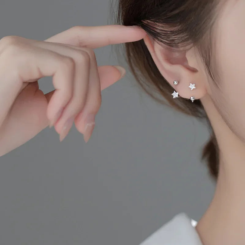 Flower Bowknot Star Screw Stud Earrings DB1363