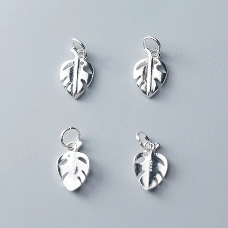 TrustDavis Real 925 Sterling Silver Fashion Sweet Hollow Leaves Charm Pendant Handmade DIY Accessories Jewelry Wholesale DZ134