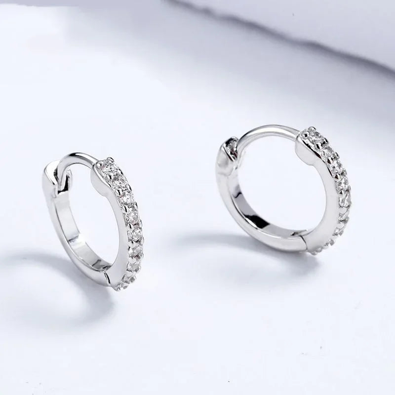 Real 925 Sterling Silver Fashion Sweet Shiny Hoop Earring DA2195