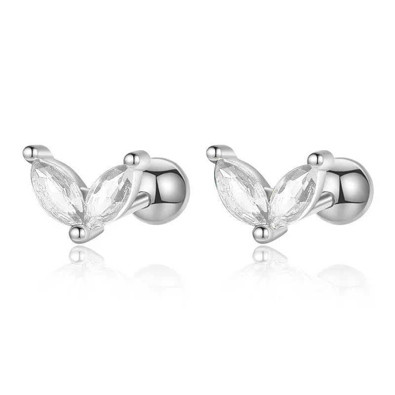 Leaves Shiny Screw Stud Earrings DA2256