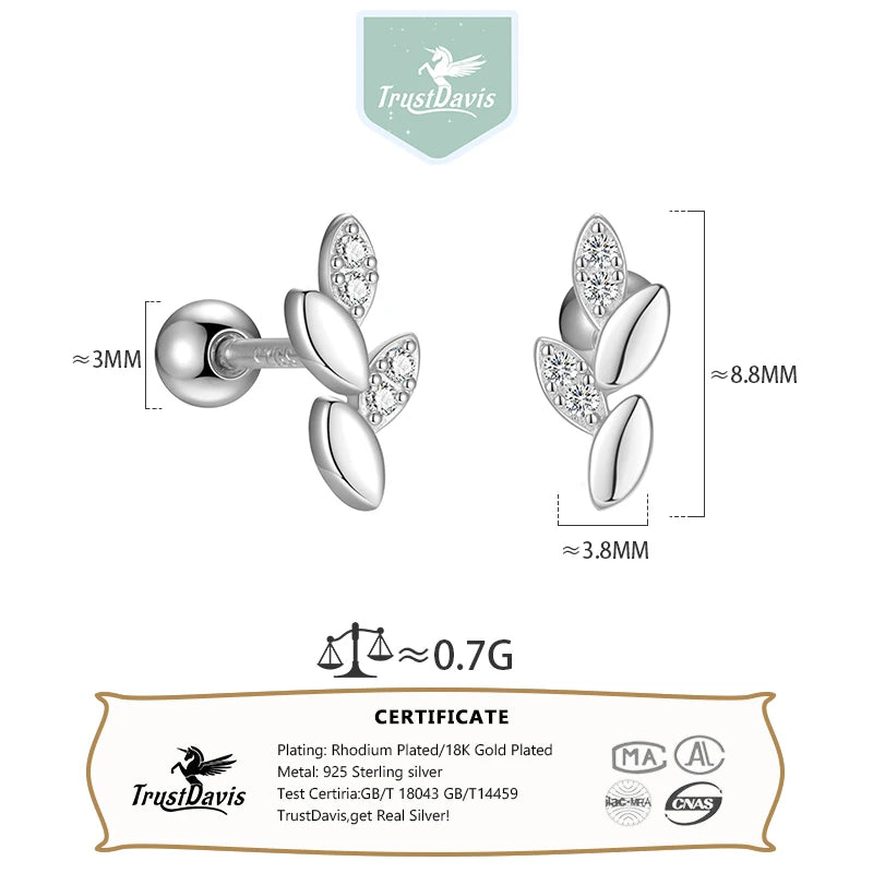 Fashion and Minimalist Leaf Screw Earrings for Women DS4961