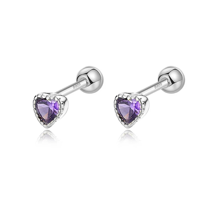 Geometric Star Colour CZ Screw Stud Earrings For Women Wedding Fine Jewelry DA052