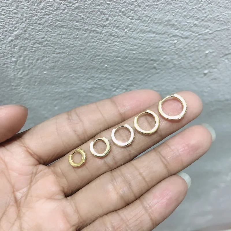 TrustDavis Luxury 925 Sterling Silver Fashion White Zircon Charm Hoop Earring For Fashion Women Wedding Party Jewelry DA2725