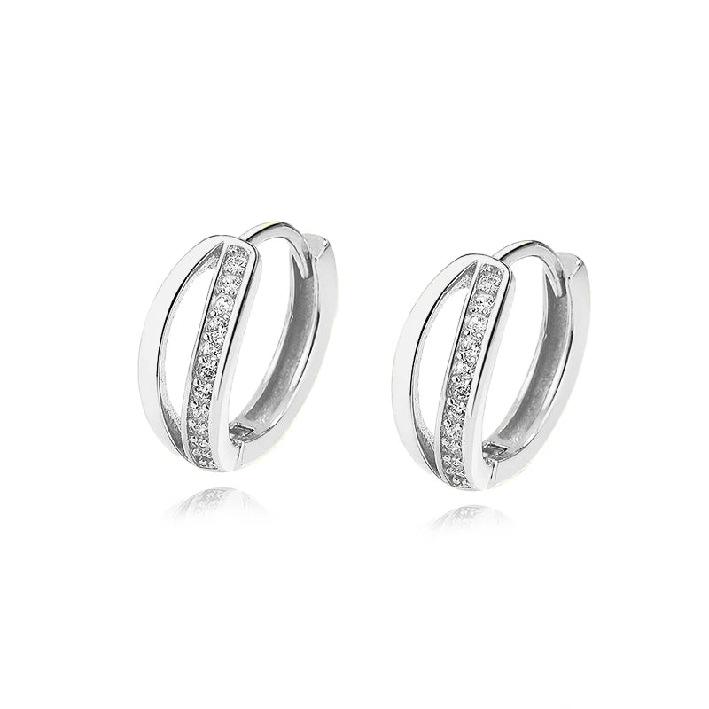 TrustDavis Real 925 Sterling Silve Hoop Square Cat's Paw Heart CZ Pendant Hoop Earrings For Daughter Girls Women Jewelry DG0190