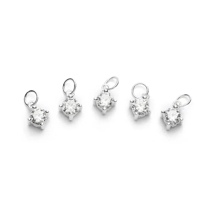 TrustDavis Real 925 Sterling Silver Simple Mini Square CZ Charm Pendant Handmade DIY Accessories Fine Jewelry Wholesale HY046