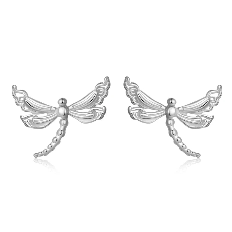TrustDavis Real 925 Sterling Silver Light Luxury Dragonfly CZ Stud Earring for Women Daughter Birthday Gift Fine Jewelry DA3228