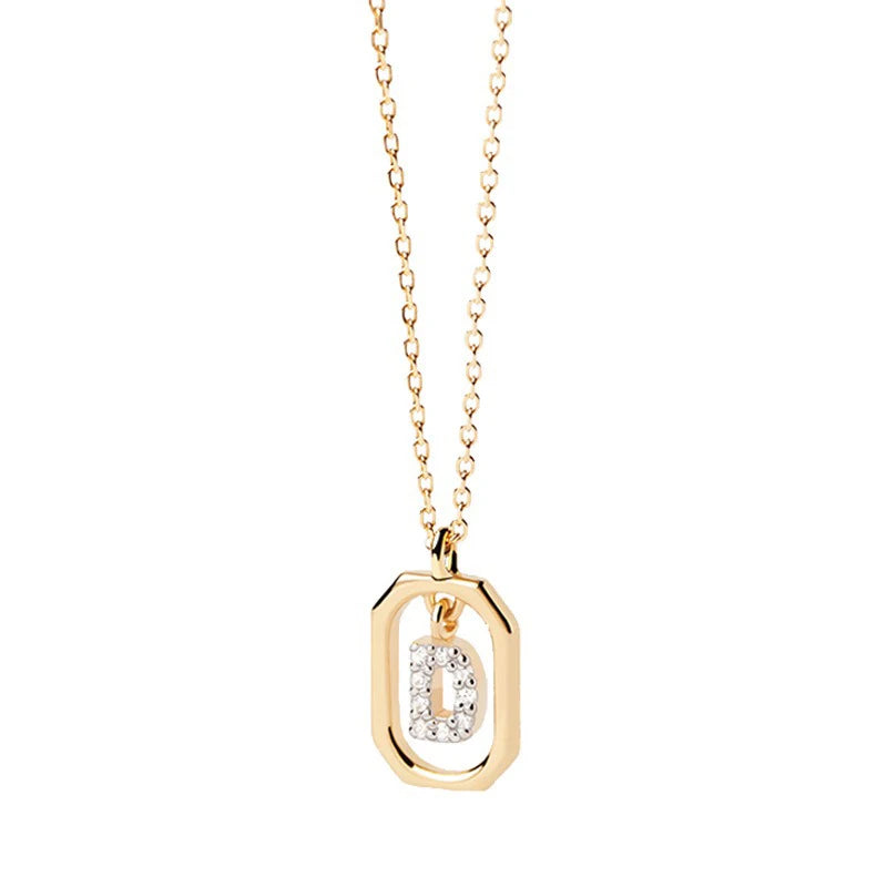 Square Hollow 26 Letter Necklace DS4772