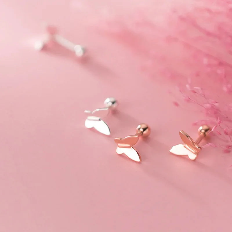 Butterfly Screw Stud Earrings DB317