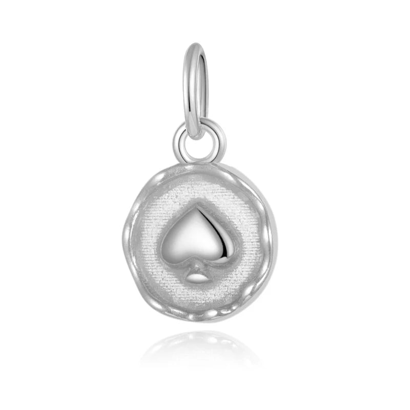TrustDavis Real 925 Sterling Silver Cute Round Heart Medallion Pendant Handmade DIY Necklace Accessories Fine Jewelry DZ1142