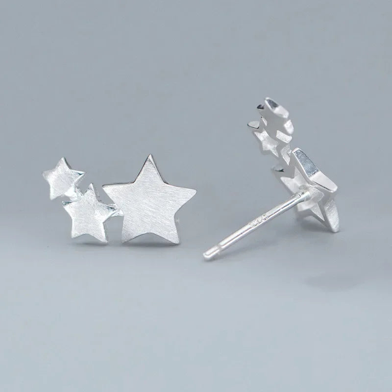 TrustDavis Real 925 Sterling Silver Moon&Star Stud Earrings Birthday Gift For Women Sterling Silver Fine Jewelry DS4261