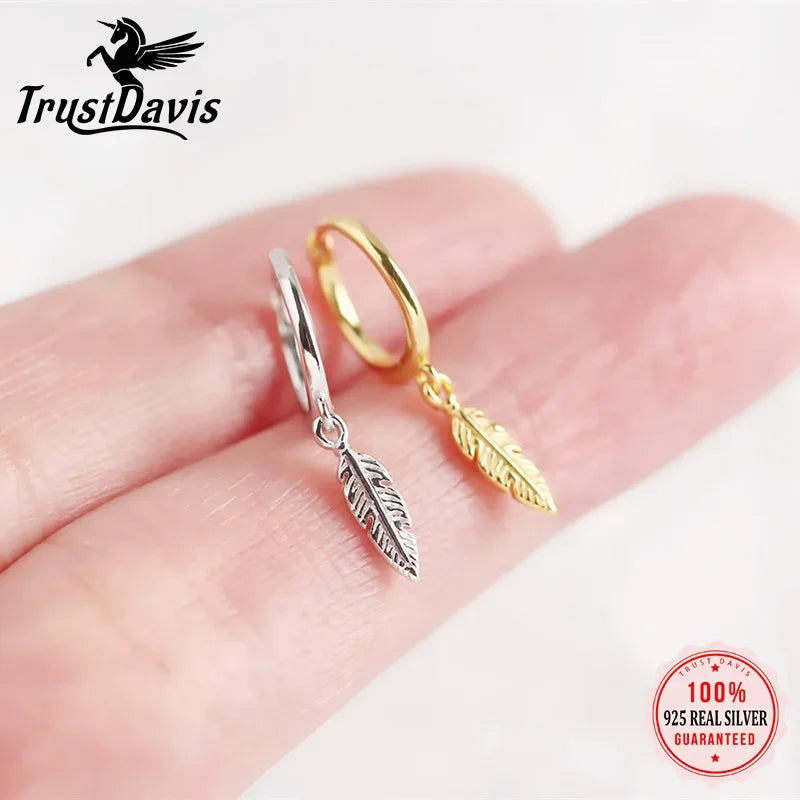 Minimalist INS Feather Hoop Earrings DA781