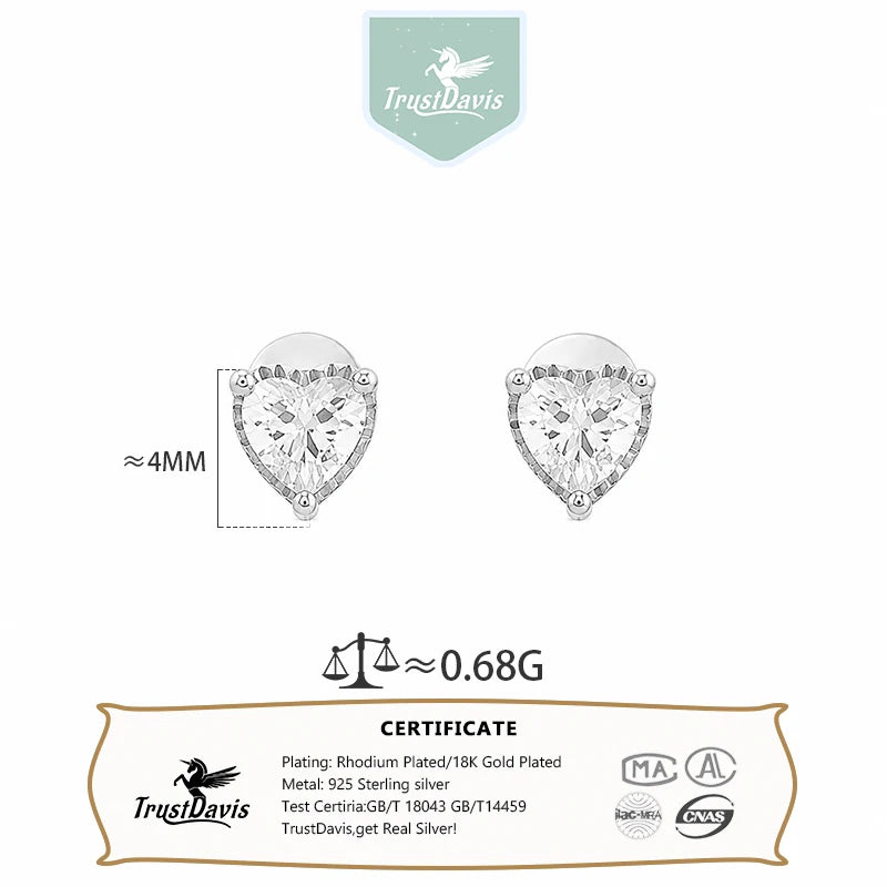 Heart-shaped Zircon Screw Earrings for Women Daily Wear Jewelry Gift DS4989