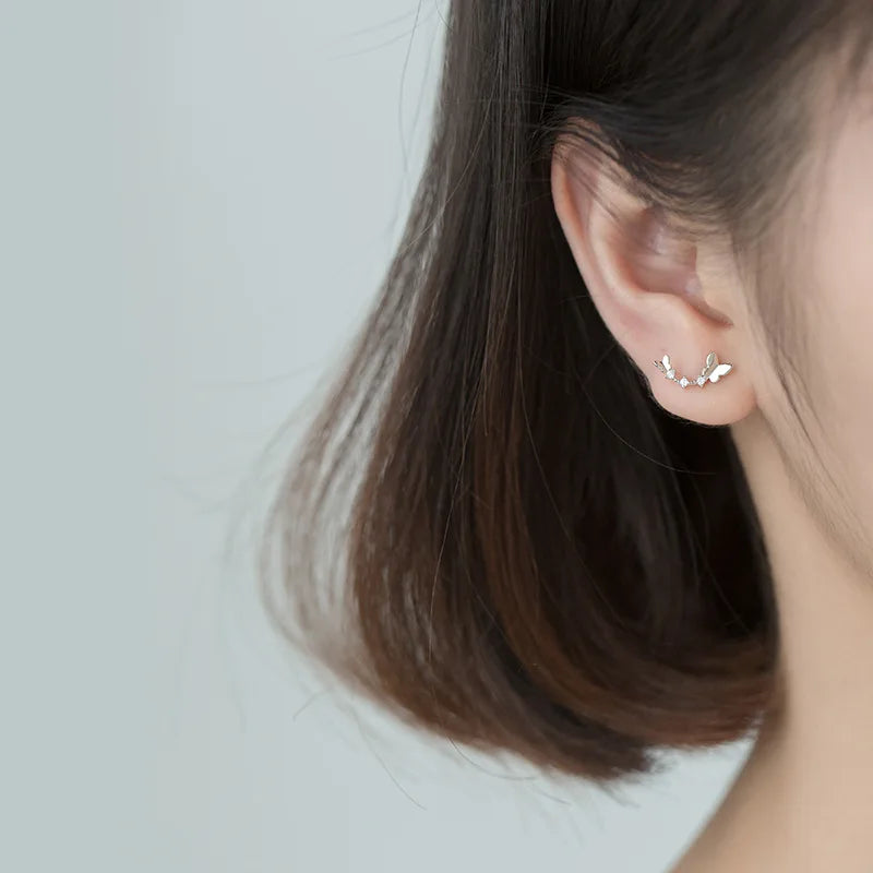 TrustDavis Girrls 925 Sterling Silver Sweet Butterfly CZ Stud Earrings for Women Girls Birthday Gift Jewelry DS4580