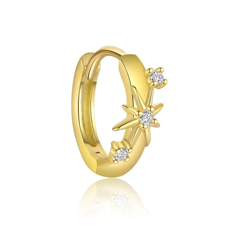 TrustDavis Real 925 Sterling Silver Fashion Simple Eight-pointed Star Earrings for Women Wedding Birthday Fine Jewelry DS4199