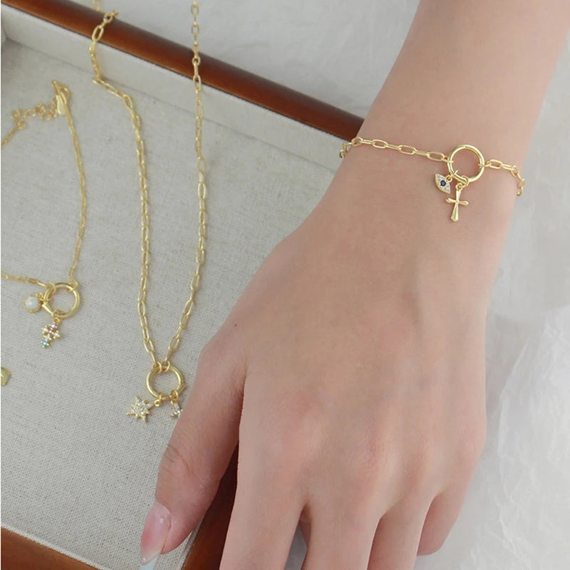 TrustDavis Real 925 Sterling Silver Fashion Shell Cross Charm Pendant Handmade DIY Accessories Fine Jewelry Wholesale DZ1812