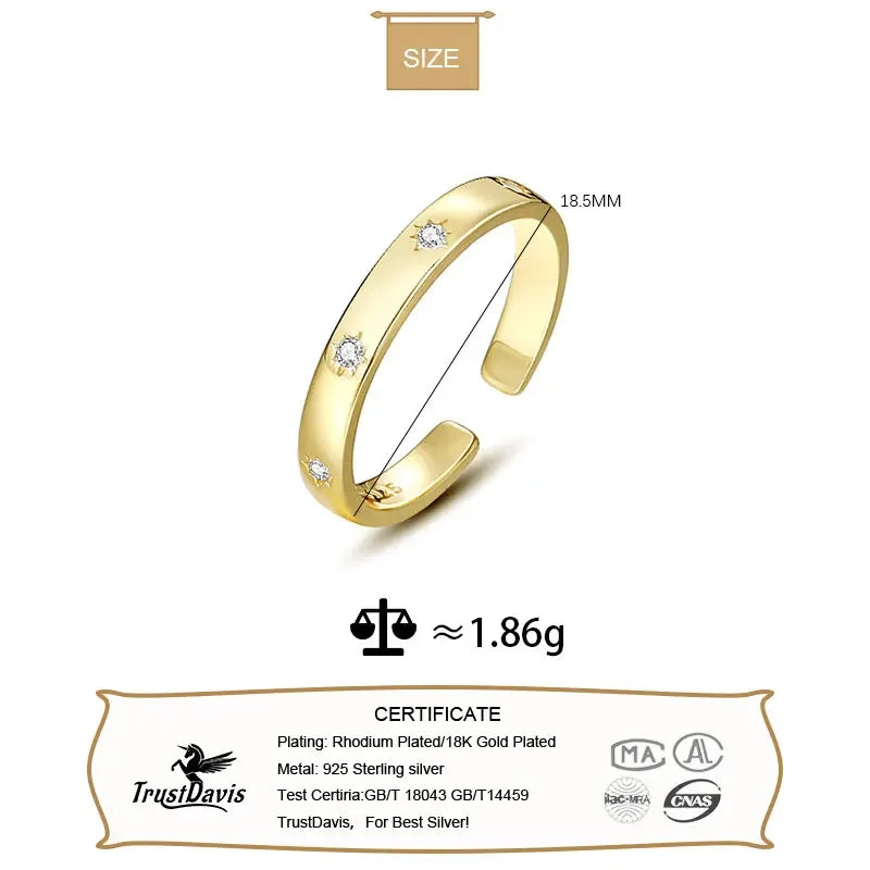 925 Sterling Silver Fashion Start Simple Opening Ring LB278