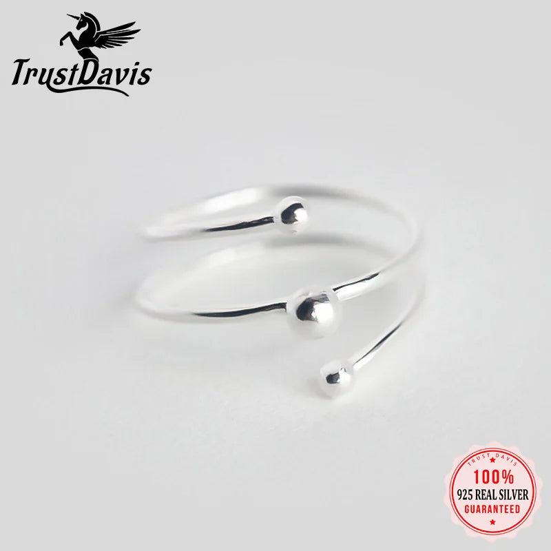 Double Helix Beads Opening Rings Size For Teen Girls Lady's DA128