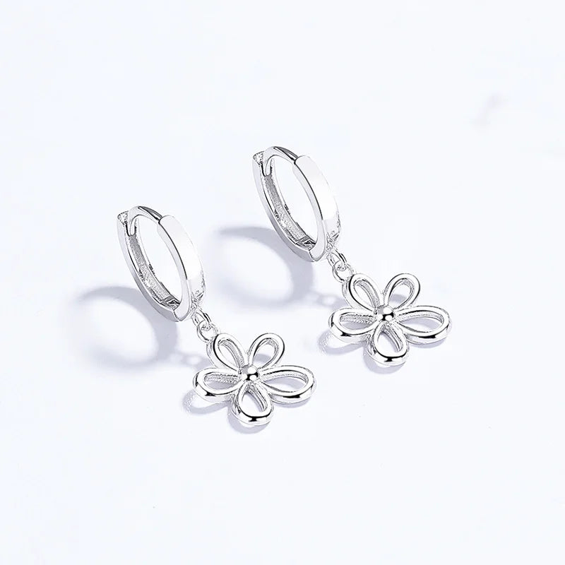 Minimally Hollowed Out Flower Hoop Earring DS4123