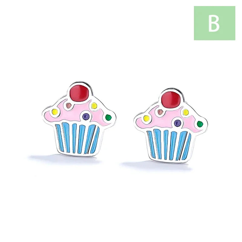 TrustDavis Real 925 Sterling Silver Glaze Cake Panda Dragonfly Stud Earrings For Women Wedding Party Fine Jewelry Gift DS4607