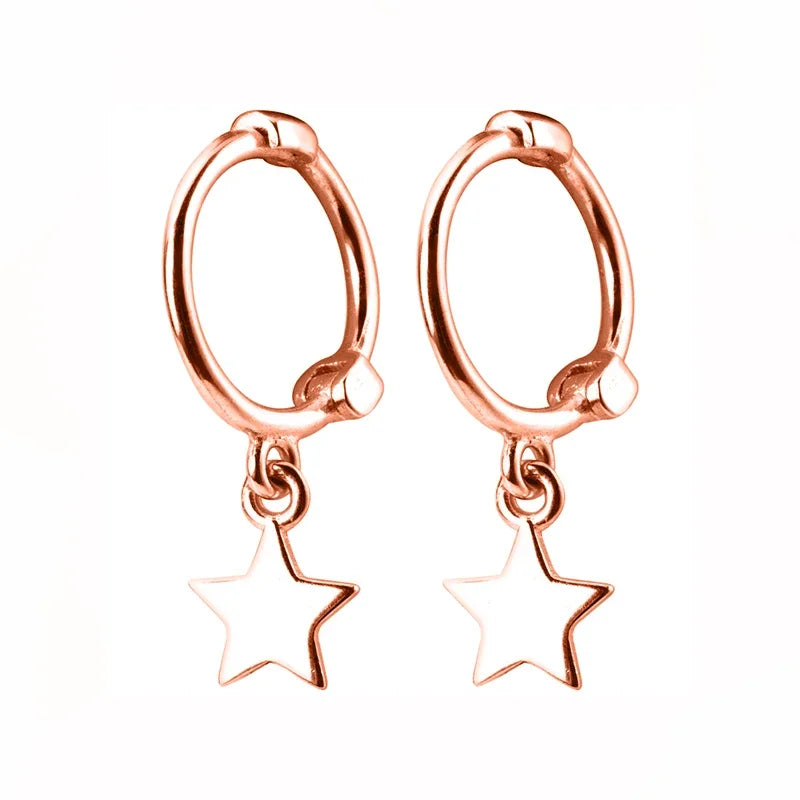 TrustDavis Real 925 Sterling Silver Star Hoop Earrings For Women Men Girl Wedding Party Christmas Gift Fine S925 Jewelry DS900