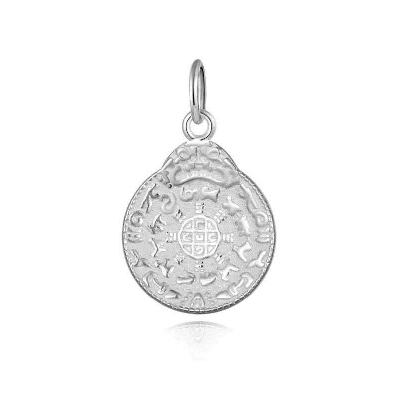 TrustDavis Real 925 Sterling Silver Sweet Round Card Pendant Handmade DIY Fit Necklace Bracelet Accessories Fine Jewelry DZ720