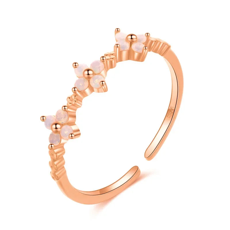 TrustDavis Women 925 Sterling Silver Ring Summer Flowers Dazzling CZ Cocktail Ring Sizable 6 7 8 Daugther Girls Xmas Gift DF038