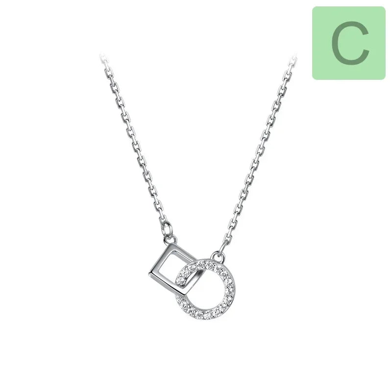 TrustDavis Real 925 Sterling Silver Sweet Double Round Heart Cross CZ Pendant Necklace For Women Wedding Fine Jewelry DA2486