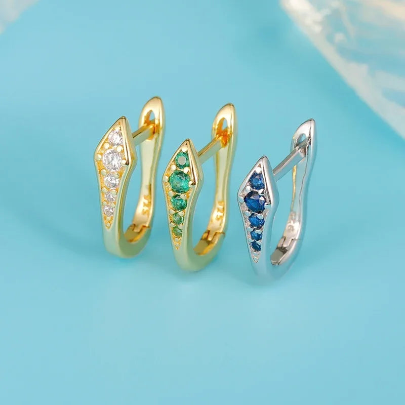 TrustDavis Girls 925 Sterling Silver Fine Colored Zircon Hoop Earrings for Women Lady Wedding Party Fine S925 Jewelry DS4324