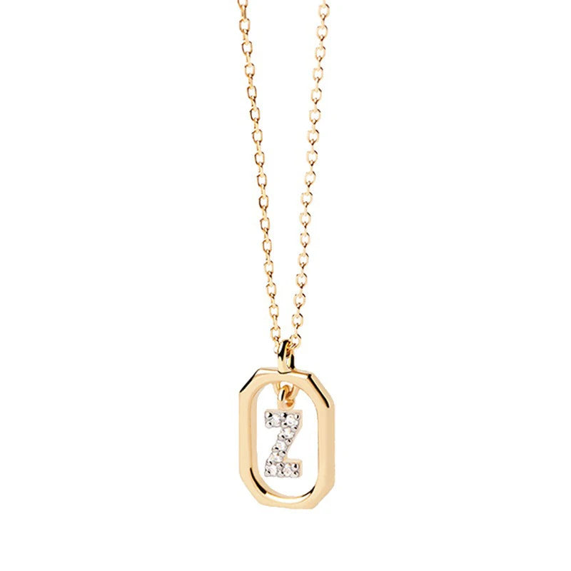 Square Hollow 26 Letter Necklace DS4772
