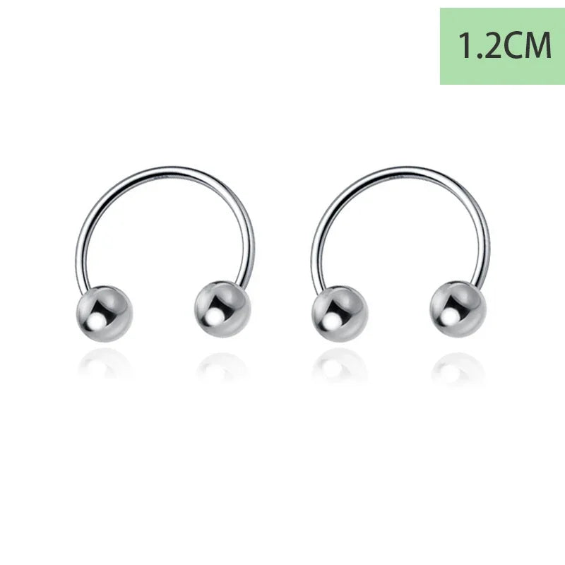 925 Sterling Silver Punk Beads Stud Earrings DS4372