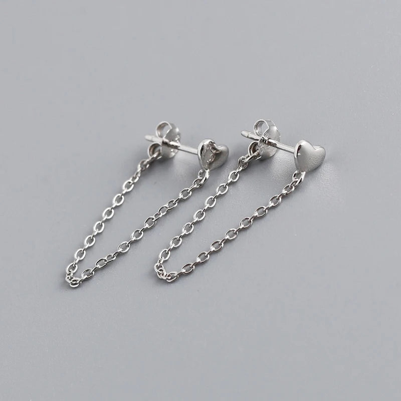Heart Linked Chain Stud Earrings DS4768