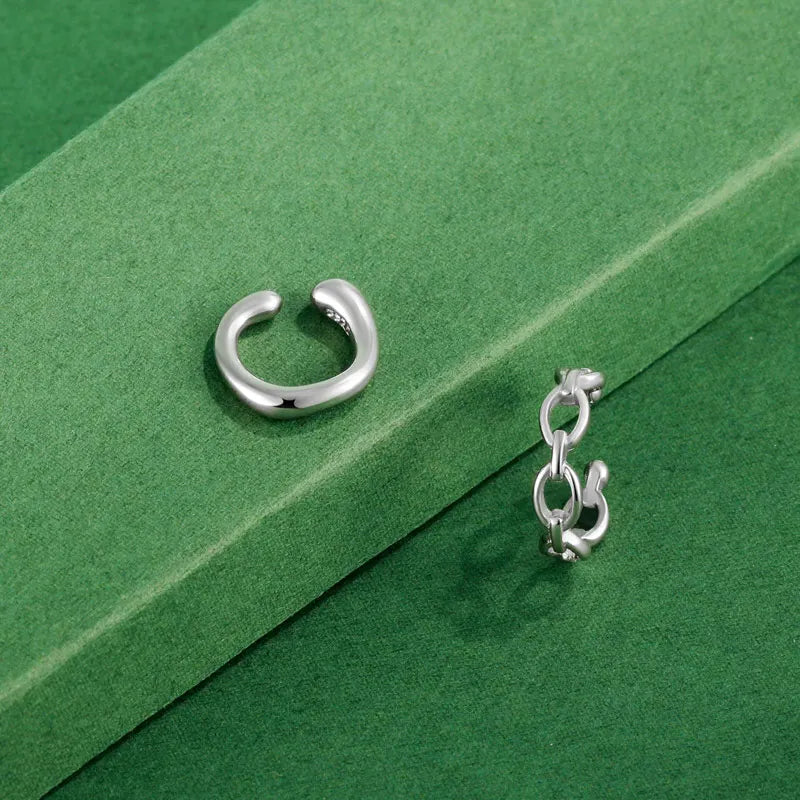 Trustdavis Real 925 Sterling Silver Fashion Openwork Chain Clip Earrings Mum Daughter Birthday Party Gift Jewelry DS4408