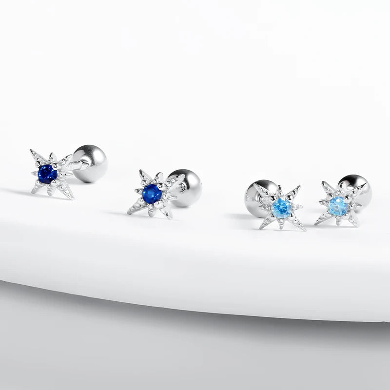 TrustDavis Girls 925 Sterling Silver Star Earrings Zircon Stud for Women Wedding Party Fine Jewelry Wholesale DS4577