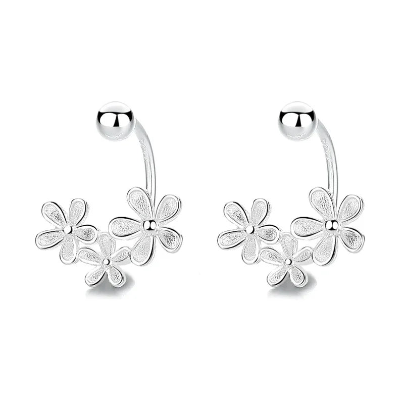 Trustdavis Real 925 Sterling Silver Fashion Sweet Flowers Stud Earrings Woman Girls Birthday Party Gift Jewelry DS4134