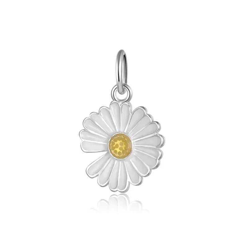Fashion White Glaze Daisy Flower Charm Pendant HY342