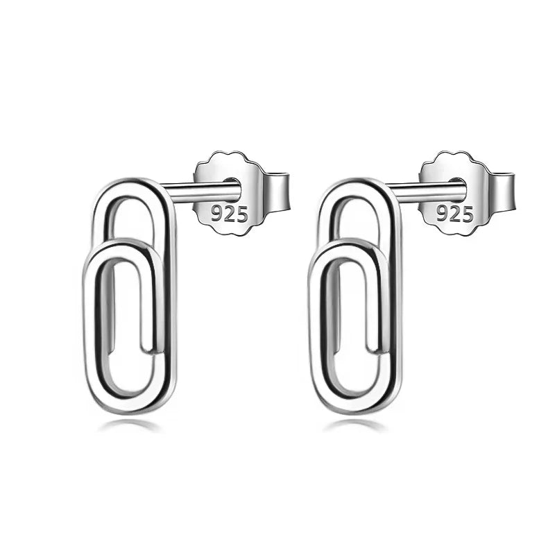Mini Paper Clip Stud Earring for Women Wedding Party Fine Jewelry DA2616