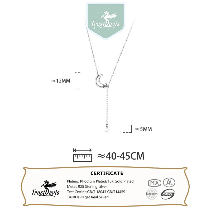 Moon Star Tassel Pendant Clavicle Choker Necklace For Women Fine Jewelry DB1205