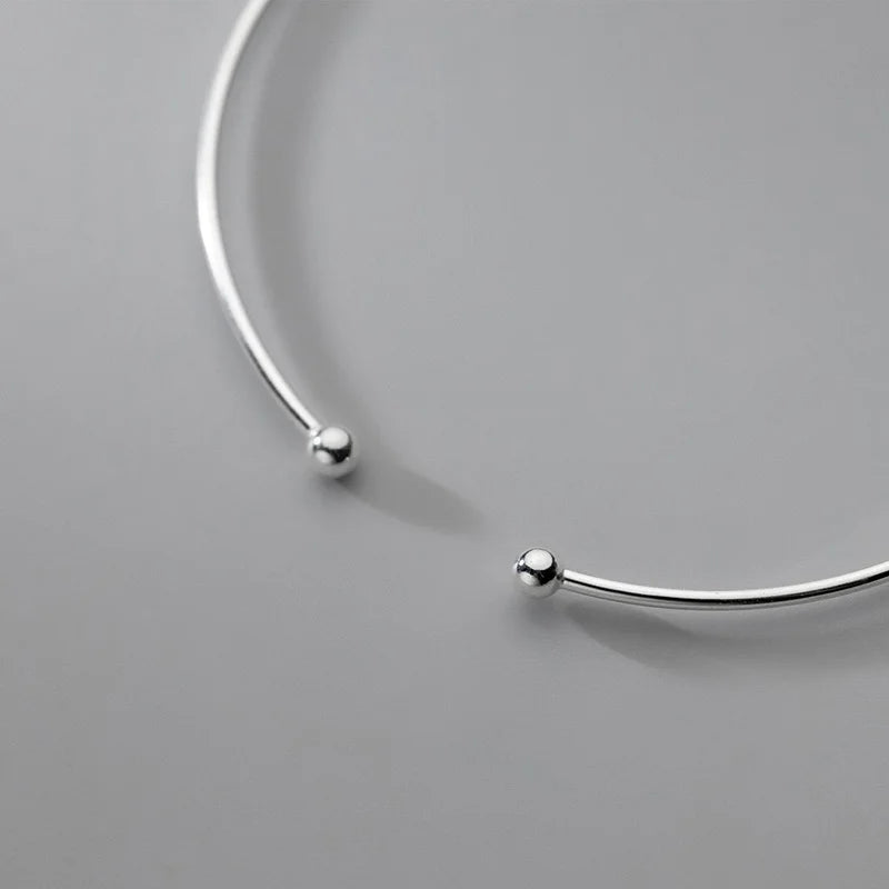 Open Round Bead Bracelet 925 Sterling Silver Minimalist Light Luxury Bracelet DS3202