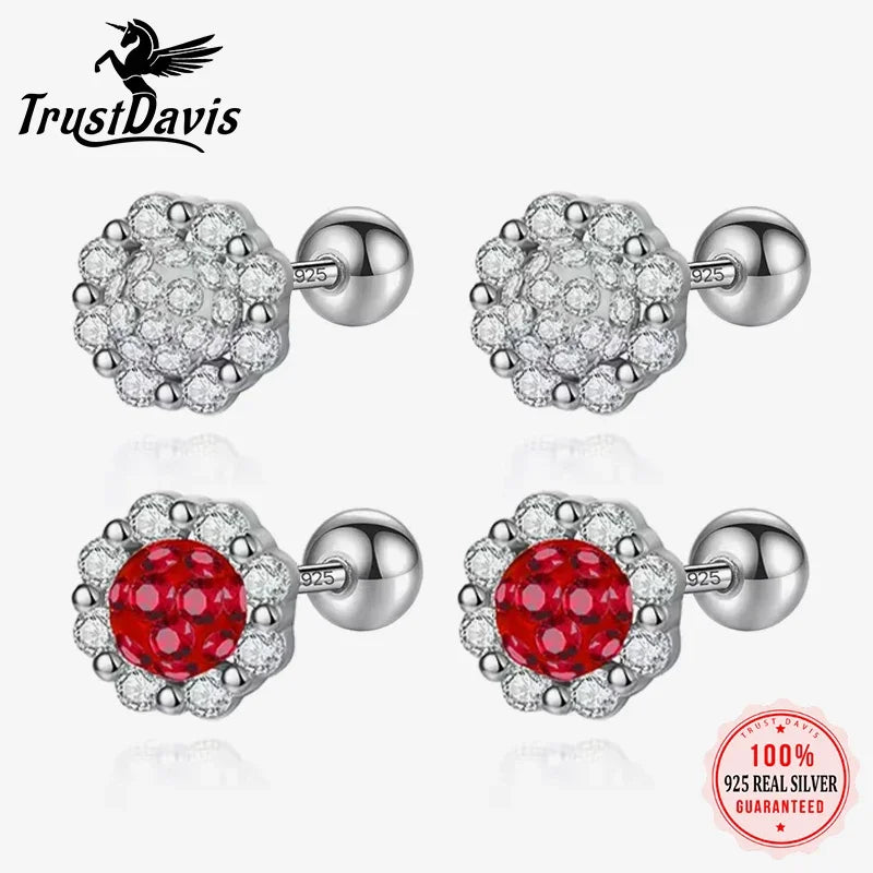 Trustdavis Real 925 Sterling Silver Fashion Cute Stars Planets Stud Earrings for Women Wedding Birthday Present Jewelry DA3207