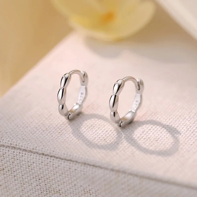 Silver Bead Hoop Earrings DS5027