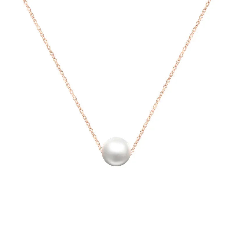 TrustDavis Minimalist 925 Sterling Silver Fashion Sweet 9mm Pearl Pendant Necklace For Women Party 925 Necklace Jewelry YQ193