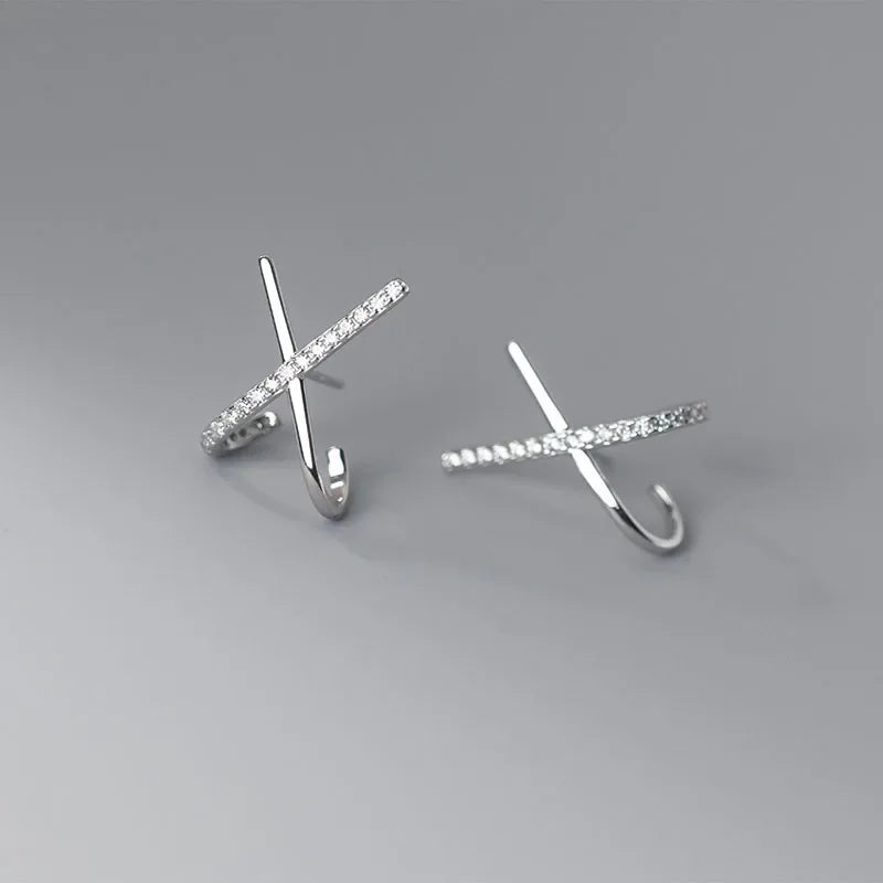 TrustDavis Real 925 Sterling Silver 2022 Jewelry 18k Gold Cross CZ Stud Earrings for Wedding Party Gift Fine 925 Jewelry DE0027