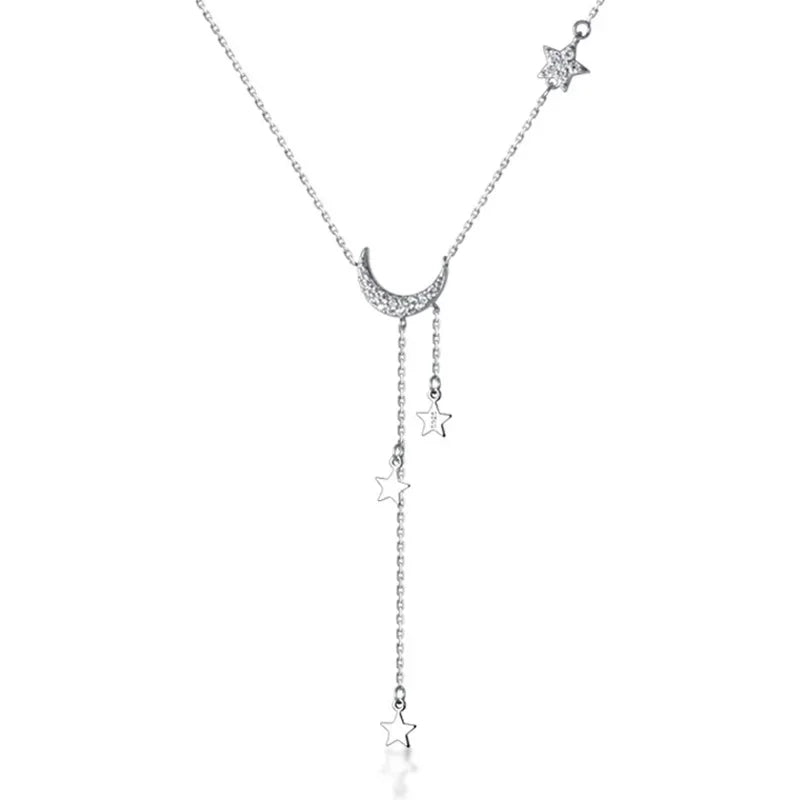Star Moon Tassel Pendant Clavicle Choker Necklace DA1743