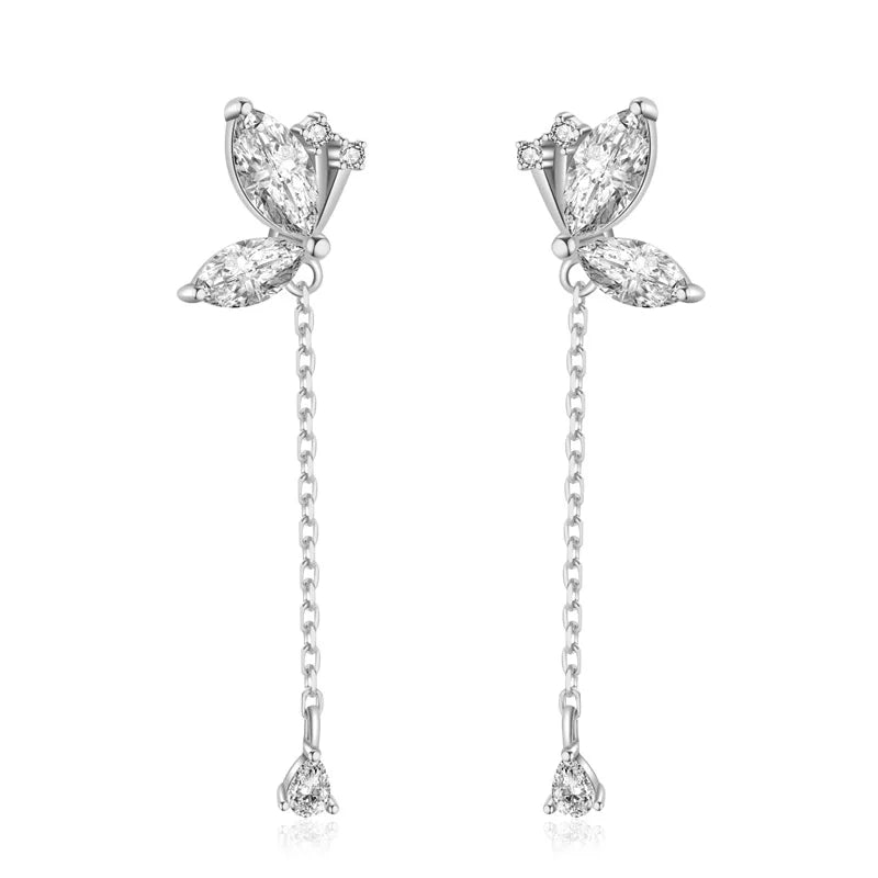 Butterfly Dazzling Chain Stud Earrings DT08