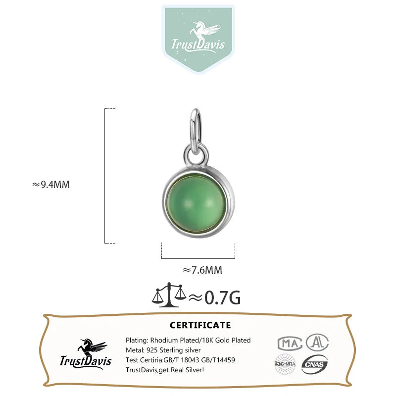Round Green Chalcedony Charm Pendant Handmade DIY Accessories HY321