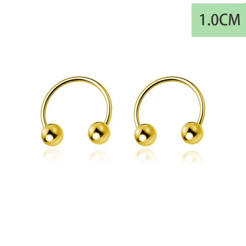 925 Sterling Silver Punk Beads Stud Earrings DS4372