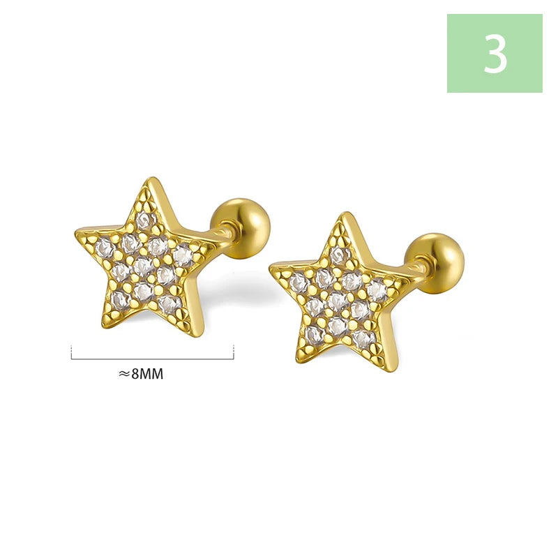 Geometric Zircon Screw Stud Earrings DS4644