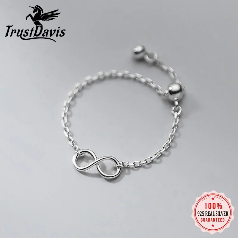 Sweet Infinite Beads Chain Ring Sizable DA2018