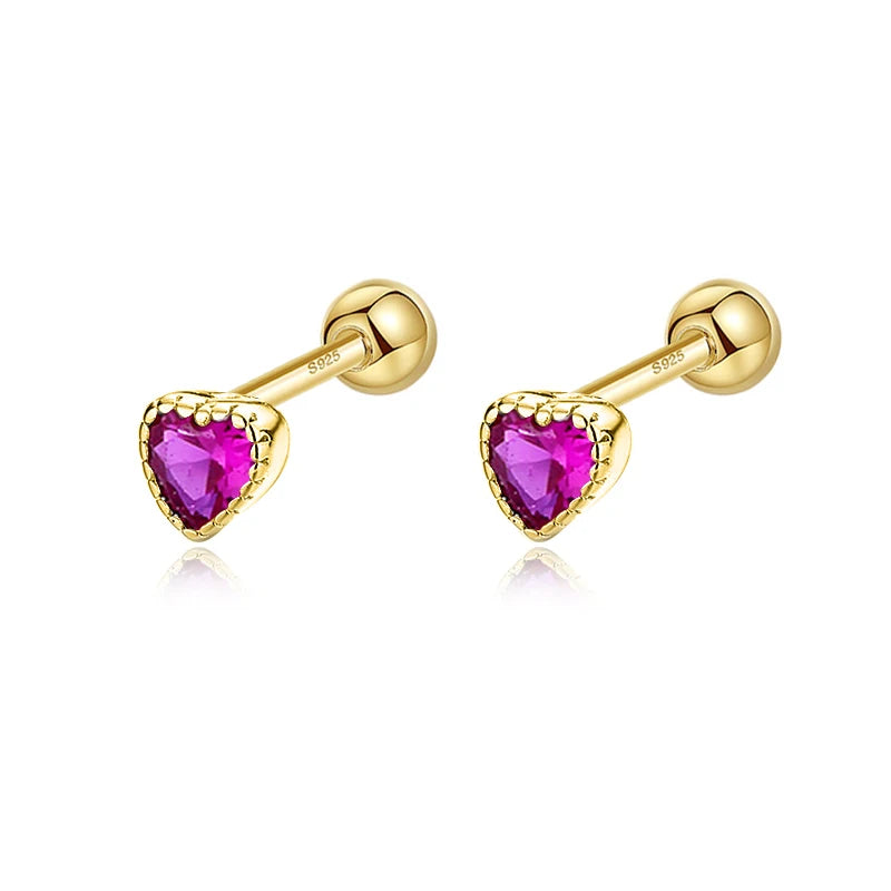 Geometric Star Colour CZ Screw Stud Earrings For Women Wedding Fine Jewelry DA052